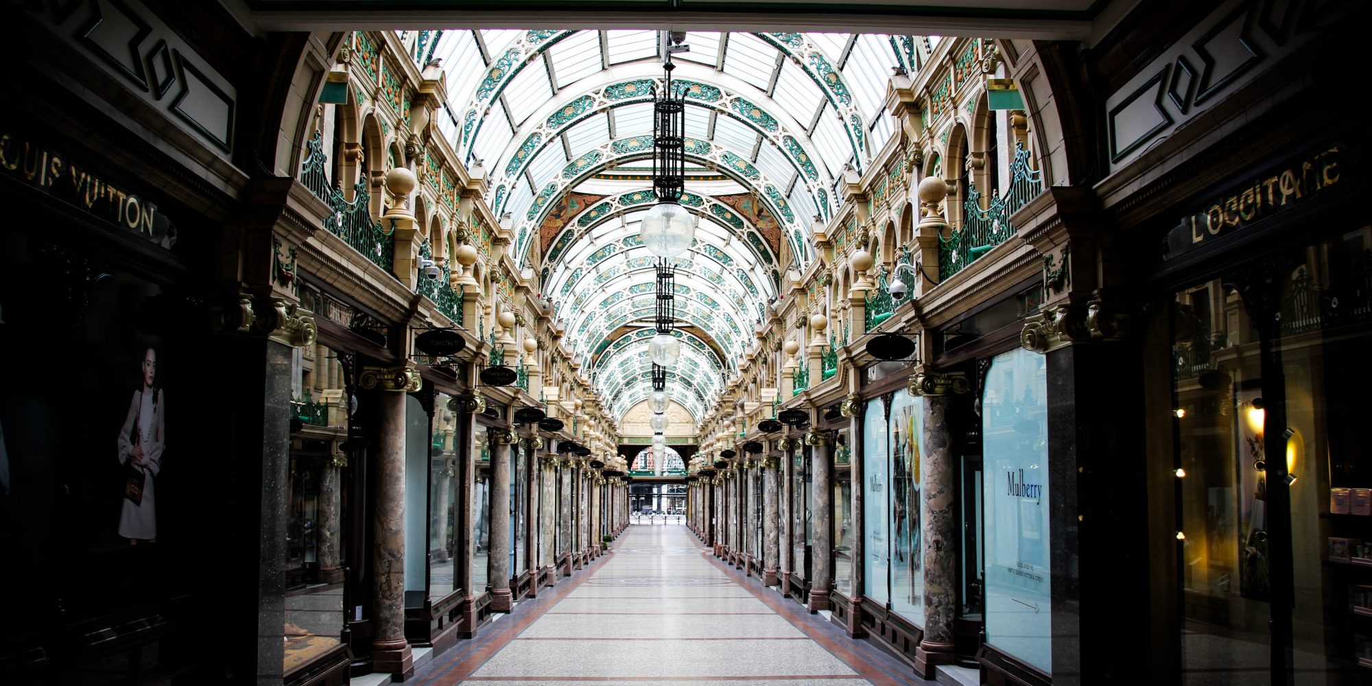 Period shopping arcade with decorative glass domed roof. Visit Leeds seeking to create bookable products for the tourism market.
